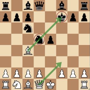 Computer chess board graphic showing analysis of a chess position